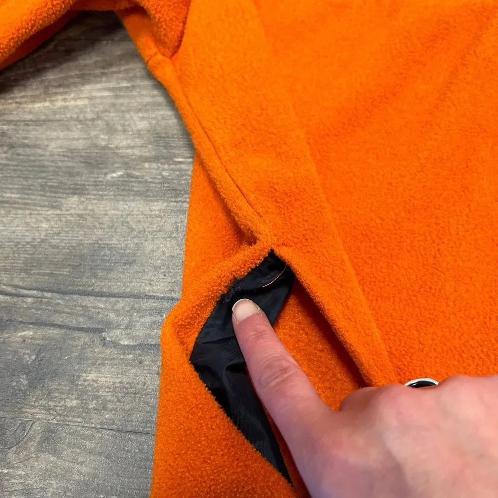 Vintage J Crew 1/4 Fleece Pullover Men Size Medium‎ Made In USA Orange Polyester